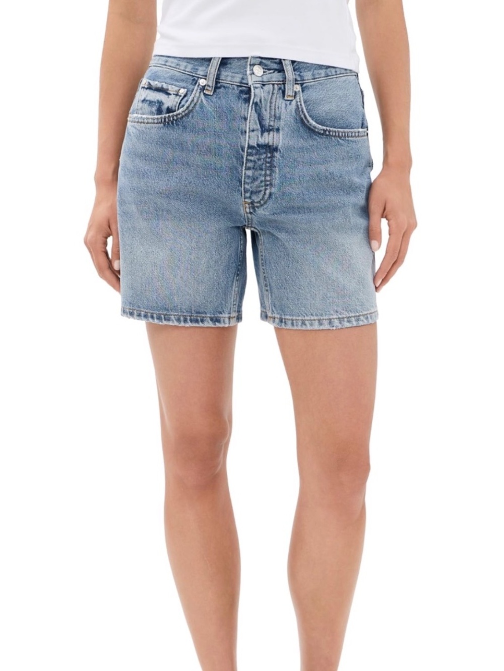 ANINE BING Women's Delaney Denim Shorts, Arbor Blue, 26